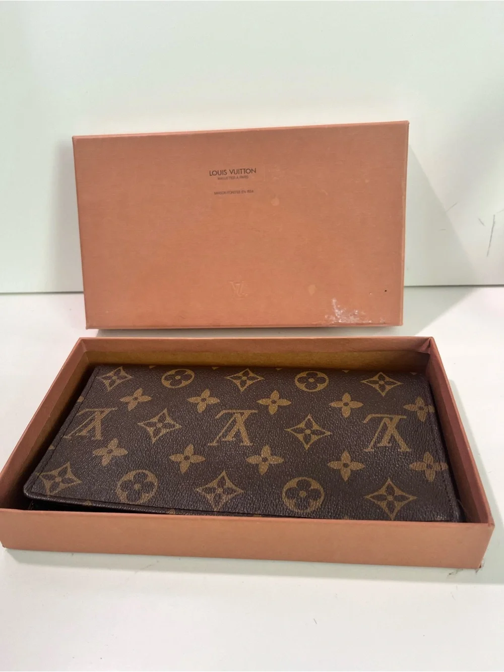 Louis Vuitton Monogram Canvas Folded card Holder in Brown and Gold with Box
